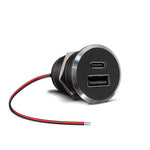 12V USB Outlet All-Aluminum QC 3.0 USB-A & USB-C PD3.0 Dual Fast Car Charger Socket, Recessed Mount Car USB Port for Car Truck Boat RV Camper Van Trailer (Small Version)