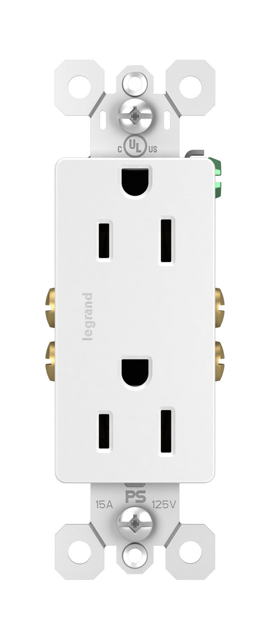 Legrand Radiant 885TRWCC21 15 Amp Decorator Duplex Outlet, White, 1 Count