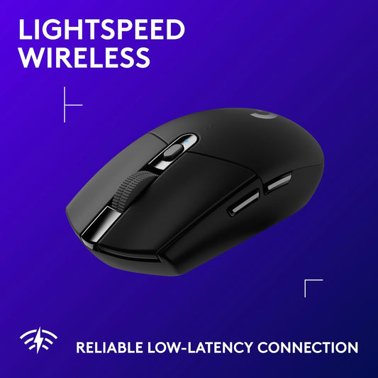 Logitech G305 Lightspeed Wireless Gaming Mouse, Hero 12K Sensor, 12,000 DPI, Lightweight, 6 Programmable Buttons, 250h Battery Life, On-Board Memory, PC/Mac - Black