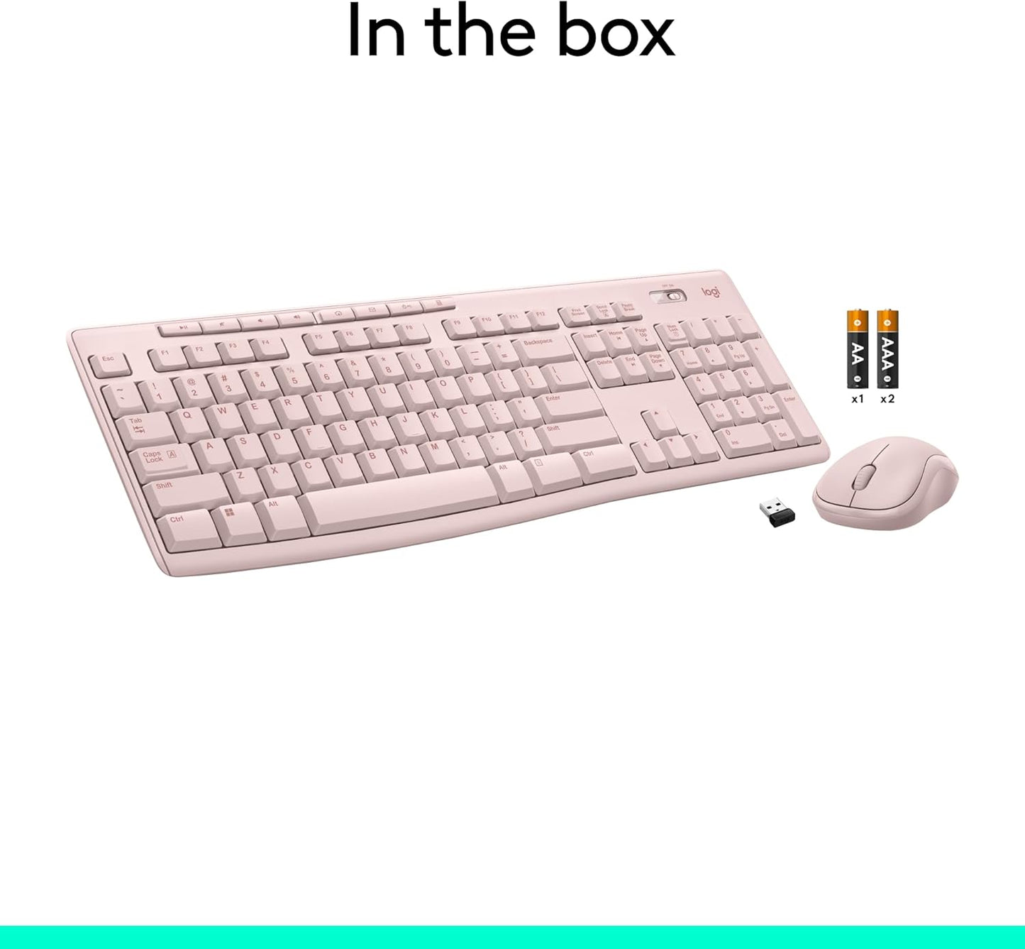 Logitech MK270 Wireless Keyboard and Mouse Combo for Windows, 2.4 GHz, 8 Multimedia Keys, PC, Laptop, Wireless Keyboard Compact Mouse Combo - Rose