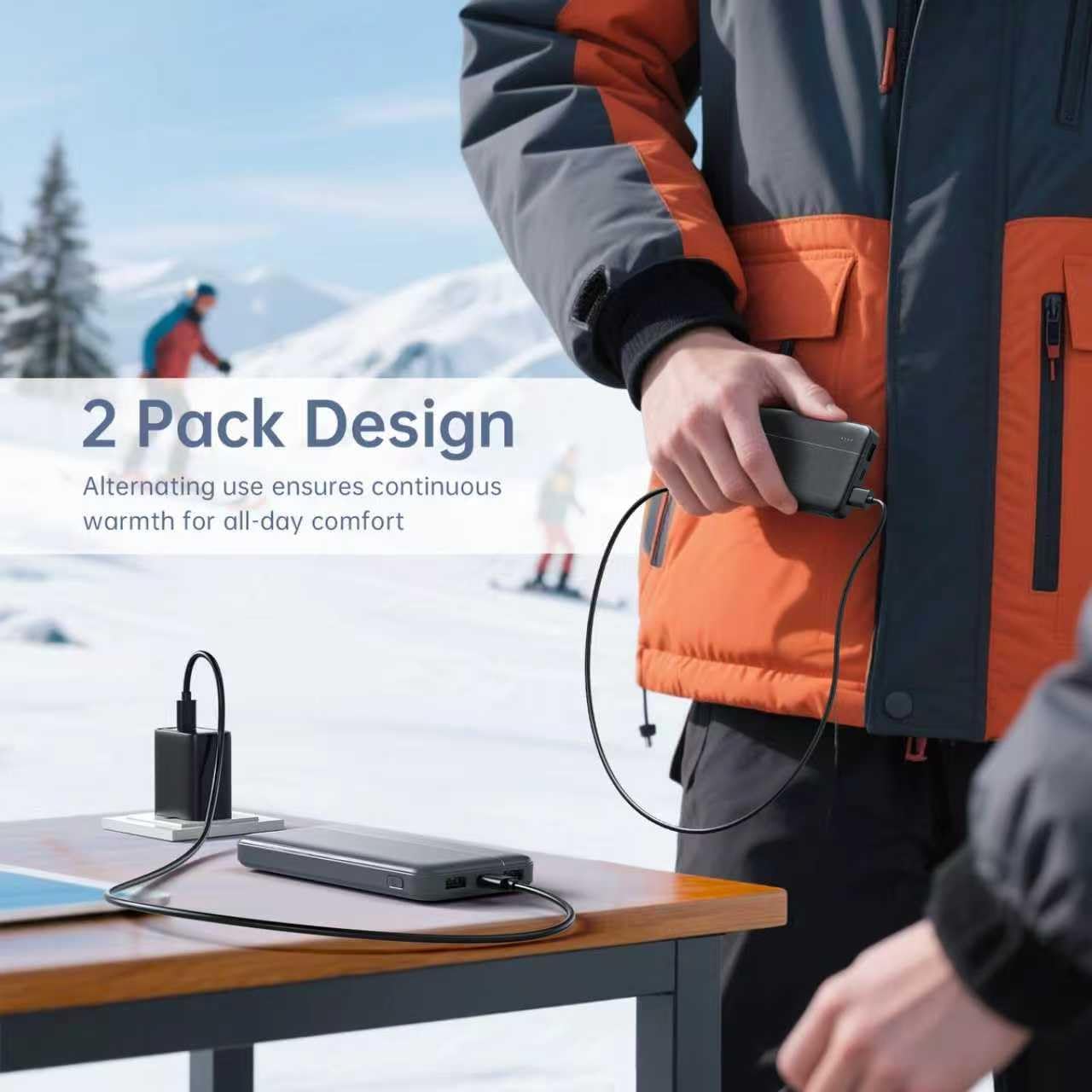 Heated Vest Battery Pack 5V 2A 10000mAh 2 Pack Power Bank Fits for DR.Prepare/KOVNLO/TIDEWE Electric Heating Jacket/Stadium Seat Cushion/Coat/Blanket External Portable Charger for iPhone, Tablet