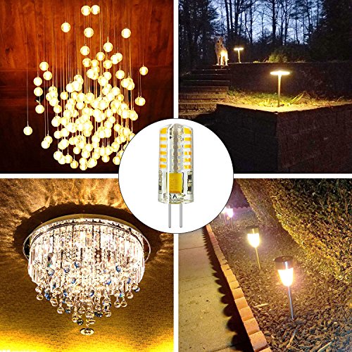 RAYHOO 10pcs G4 LED Bulbs JC Bi-Pin Base Light Bulbs 3W AC/DC 12V 20W-30W T3 Halogen Bulb Replacement Landscape Bulbs(Warm White 3000K)