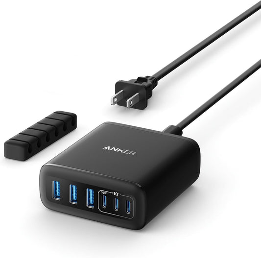 Anker Desktop Charger, Fast Charging USB C Charger, 112W Max 6-Port Charging Station, for iPhone 17, iPad, MacBook, Samsung and More (Cable Not Included)