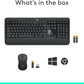 Logitech MK540 Advanced Wireless Keyboard and Mouse Combo for Windows, 2.4 GHz Unifying USB-Receiver, Multimedia Hotkeys, 3-Year Battery Life, for PC, Laptop