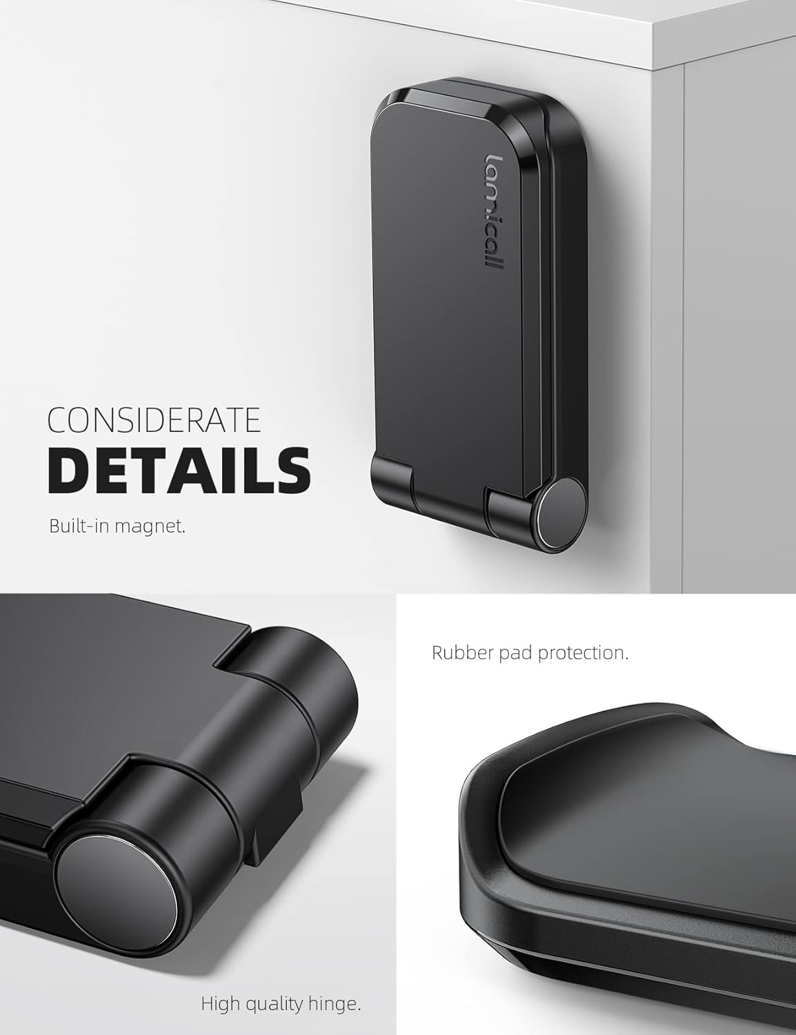 Lamicall Headphone Stand, Sticky Headset Hanger - Adhesive Headphone Holder Hook Mount, Headset Stand Holder Clip Under Desk, Earphone Clamp for Airpods Max, HyperX, Sennheiser, Black