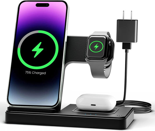 3-in-1 Wireless Charging Station for Apple – iPhone, Apple Watch & AirPods Charger Stand