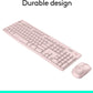 Logitech MK270 Wireless Keyboard and Mouse Combo for Windows, 2.4 GHz, 8 Multimedia Keys, PC, Laptop, Wireless Keyboard Compact Mouse Combo - Rose