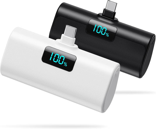 [2-Pack]Portable Charger for iPhone 17/16/15 Series,Upgraded 5200mAh PD USB C Power Bank Built-in USB-C Connector, Battery Pack Compatible with iPhone 17/17 Pro/17 Pro Max/16/15 Series,Samsung,Android
