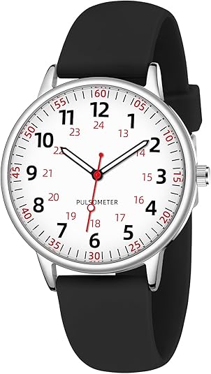 TWOPTION Nurse Watch for Women Waterproof Analog Silicone Watch with Second Hand Nursing Watch