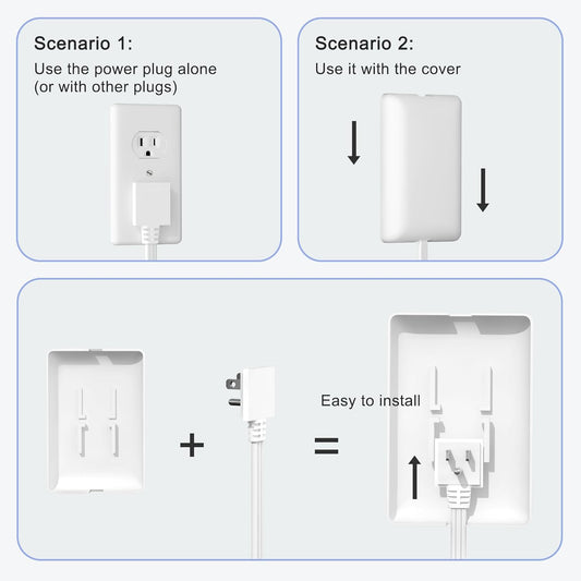 3FT Ultra Flat Plug Extension Cord Power Strip with 3 Outlets, Patented Detachable Ultra-Thin Outlet Cover Concealer & Ultra-Flat Plug, Max. 13A 125V 1625W ETL Listed, White Color