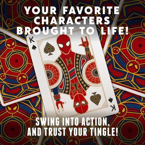 theory11 Spiderman Playing Cards – Blue Red Gold Web-Suit Poker Deck with Custom Movie Artwork, Magic, Cardistry, Game Night Gift for Marvel Fans, Card Collectors, Magicians, Players & Adults