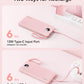 VRURC Portable Charger Power Bank, 10000mAh Travel Essentials Battery Pack, 5 Outputs 2 Inputs Slim Charging Bank Built-in Cables Cords Wires Compatible with iPhone,Samsung,Android-Pink(1 Pack)