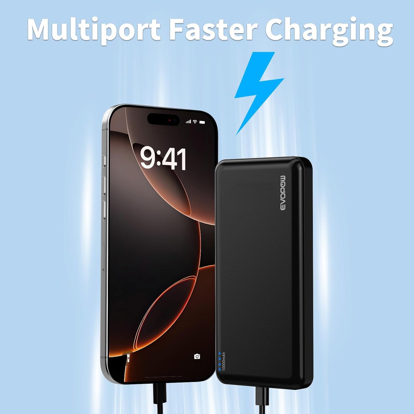 2 Pack Portable Charger, Slimmer 10000mAh Power Bank, USB C in&Out Fast Charging Battery Pack, Portable Power Bank for iPhone 16 15 14 13 12 iPad Samsung S23 S22 Pixel and Heated Vest (Black)