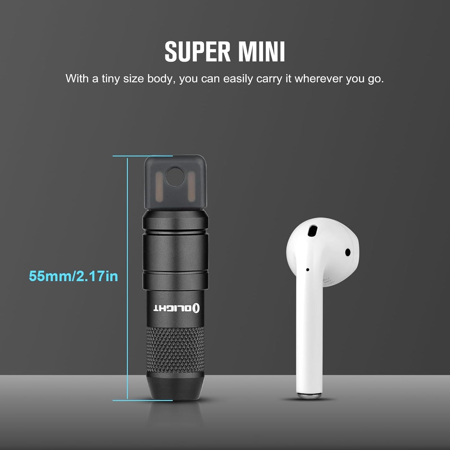 OLIGHT IMINI 2 EDC Rechargeable Keychain Flashlight, 50 Lumens Compact and Portable Mini LED Keyring Lights with Built-in Battery Ideal for Everyday Carry and Emergencies (Black)