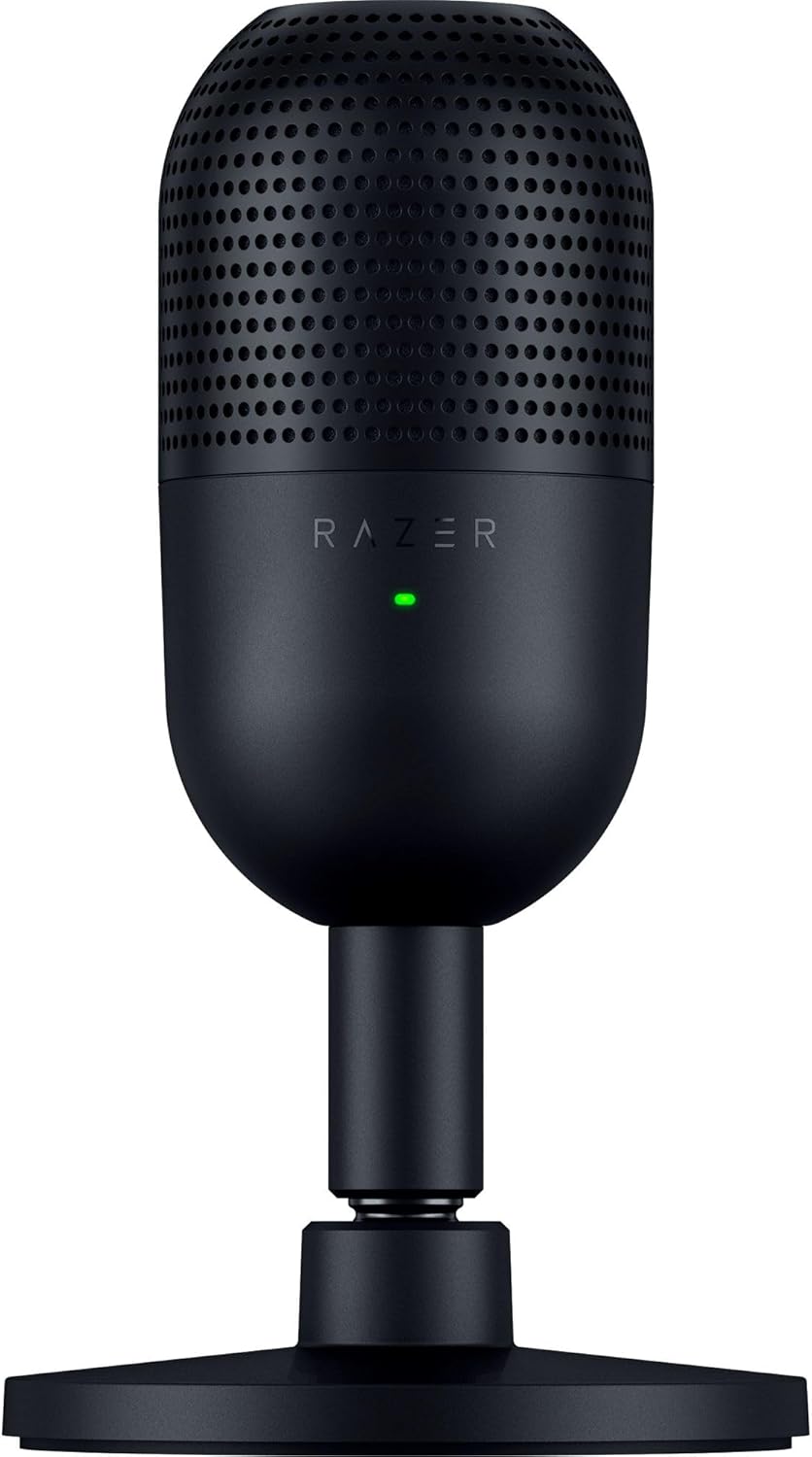 Razer Seiren V3 Mini USB Microphone: Condenser Mic - Supercardioid Pickup Pattern - Tap-to-Mute Sensor with LED Indicator - Shock Absorber - Ultra Compact - PC, Discord, OBS Studio, XSplit - Black