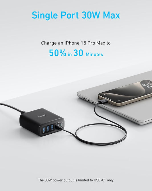 Anker Desktop Charger, Fast Charging USB C Charger, 112W Max 6-Port Charging Station, for iPhone 17, iPad, MacBook, Samsung and More (Cable Not Included)