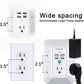 USB Wall Charger, Surge Protector, QINLIANF 5 Outlet Extender with 4 USB Charging Ports (4.8A Total) 3-Sided 1680J Power Strip Multi Plug Outlets Wall Adapter Spaced for Home Travel Office(2U2C),White