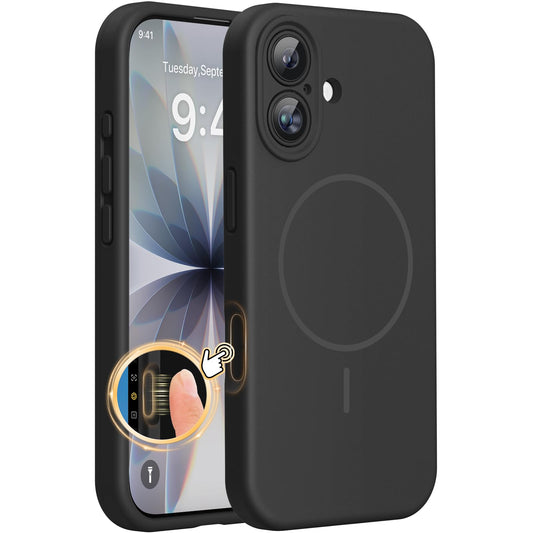 Miracase Magnetic for iPhone 17 Case, Compatible with MagSafe, Integrated Silicone Camera Control Cover, 3.0mm Thicken Shockproof Drop Protection Phone Case for 17, Black