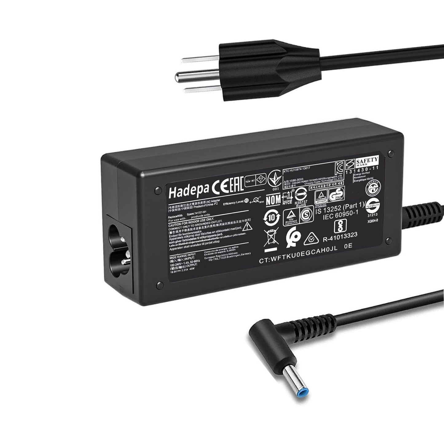 45W 19.5V 2.31A 741727-001 L25296-001/002/003/004 213349-109 TPN-CA14 TPN-LA15 Laptop Charger Compatible with HP Pavilion 15 14 13 11 Notebook Stream 14 13 11 Envy X360 Blue Tip Adapter Power Cord
