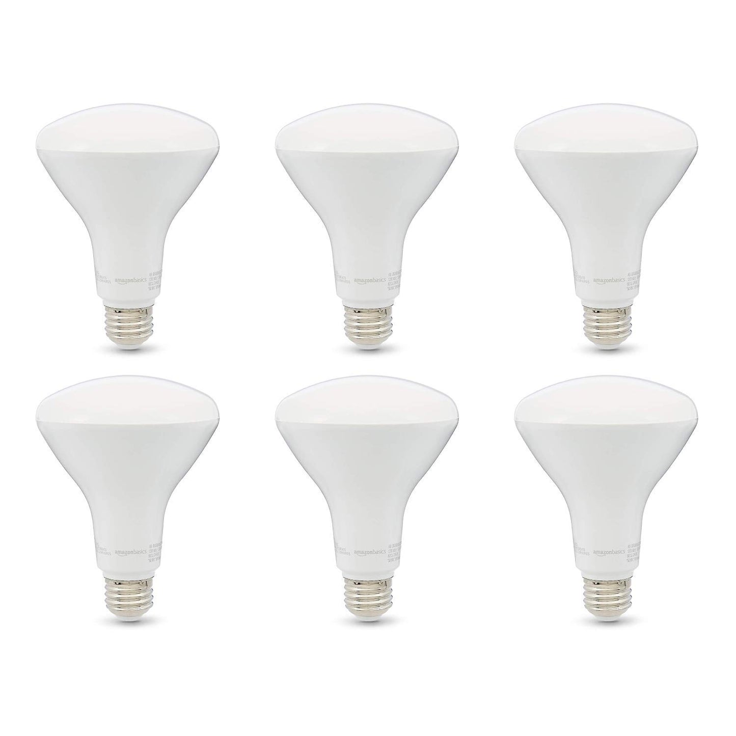 Basics BR30 LED Light Bulbs, 65W Equivalent, 11W Energy Efficient, E26 Standard Base, Soft White 2700K, Dimmable, 10,000 Hour Lifetime, 6-Pack