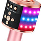 BONAOK Karaoke Microphone for Kids & Adults - Bluetooth Microphones Singing Mic with Disco Lights, Echo Effect, Built-in Speaker Portable Karaoke Player for Party Travel Gifts Q78(Rose Gold)