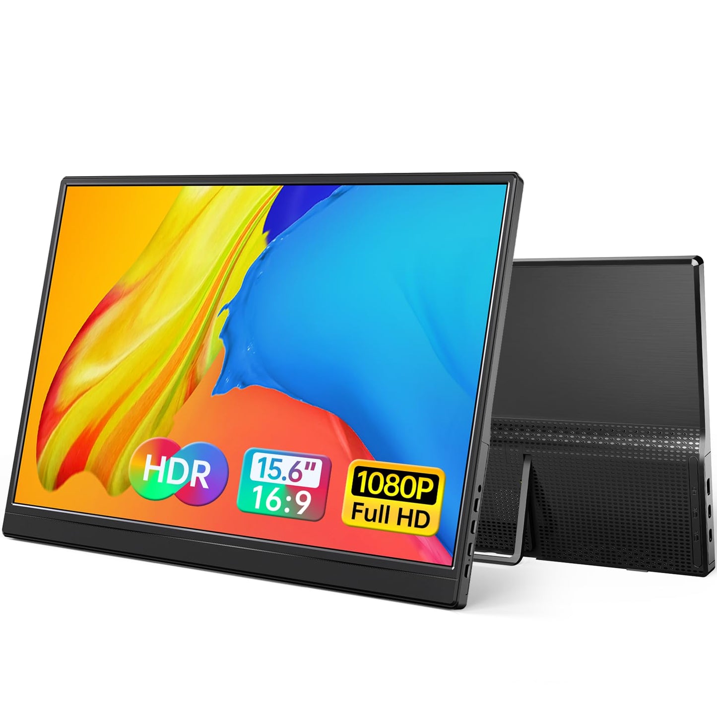Yxk Portable Monitor 15.6 Inch 1080P USB-C HDMI Ultra-Slim Travel Monitor with Kickstand, for Laptop, PC, Mac Phone, PS, Xbox, Swich IPS Ultra-Thin Zero Frame Gaming