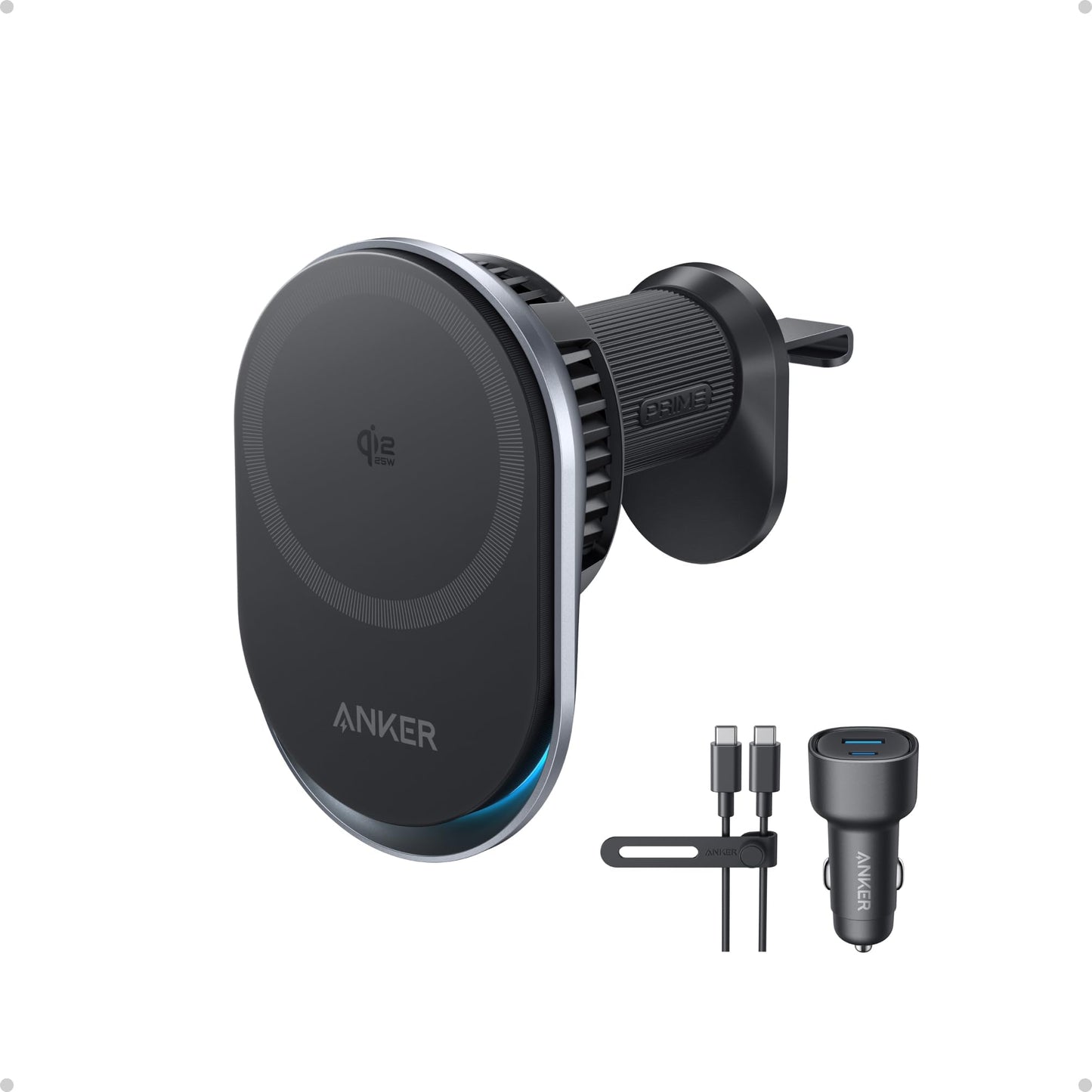 Anker  MagSafe Car Mount Charger, Qi2 25W Certified Wireless Car Charger with AirCool, Strong Magnets, Air Vent Mount for iPhone 17-12 Series