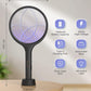 YISSVIC Electric Fly Swatter Bug Zapper Racket Dual Modes Mosquito Killer with Purple Mosquito Light Rechargeable for Indoor Home Office Backyard Patio Camping (Black 2 Pack)