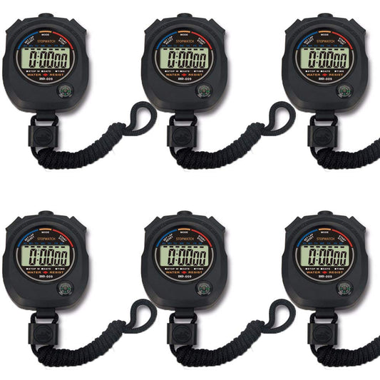 Pgzsy 6 Pack Multifunctional Digital Sports Stopwatch, Large Screen with Date Time Alarm, Daily Waterproof Shockproof Drop-Proof Sports Timer