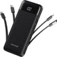 charmast Portable Charger with Built in Cables, Power Bank with Cords Wires, Slim 10000mAh Travel Battery Pack 6 Outputs 3 Inputs 3A Fast Charging for Samsung Google Pixel LG Moto iPhone iPad