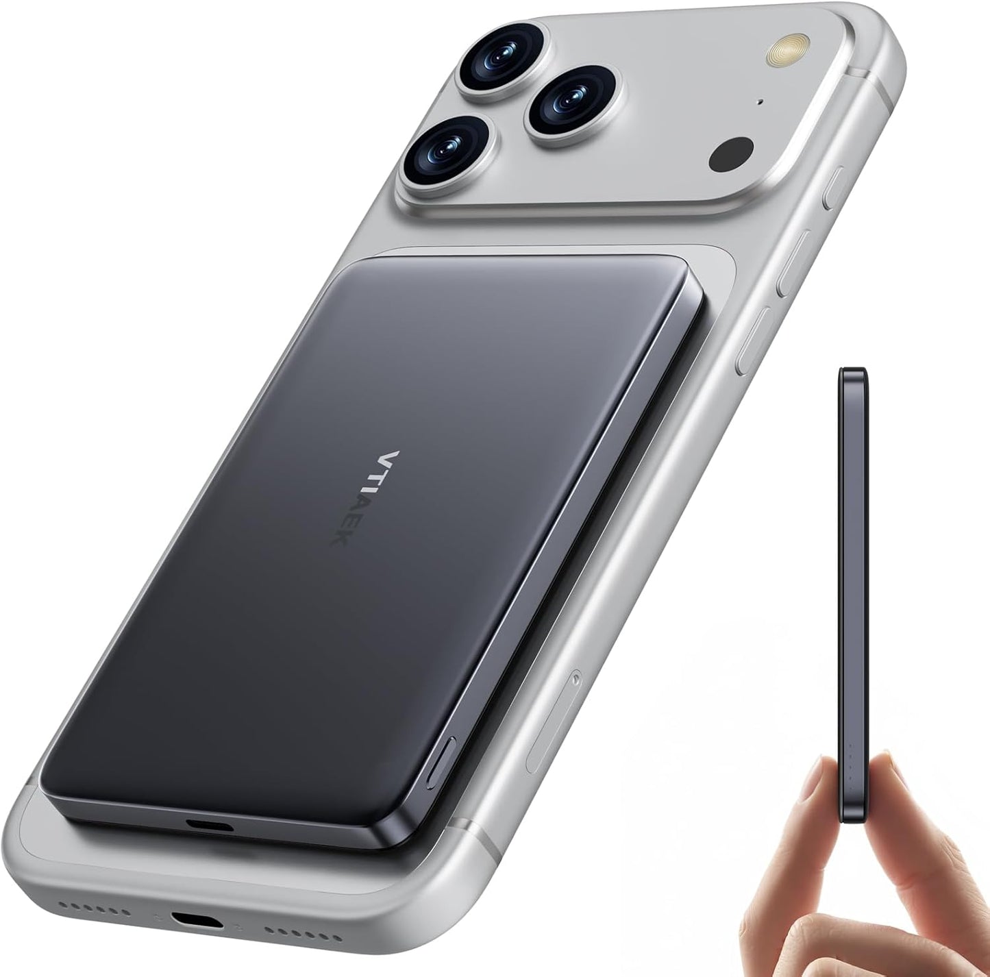 [0.3" Ultra Slim] [Alloy-Made] [Credit Card] Magsafe Portable Charger for iPhone, 2026 Upgrade 5000mAh Fast Charging Magnetic Power Bank, Wireless Battery Pack for iPhone 17 Air 16 15 Pro Max 14 13