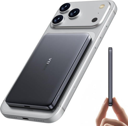 [0.3" Ultra Slim] [Alloy-Made] [Credit Card] Magsafe Portable Charger for iPhone, 2026 Upgrade 5000mAh Fast Charging Magnetic Power Bank, Wireless Battery Pack for iPhone 17 Air 16 15 Pro Max 14 13