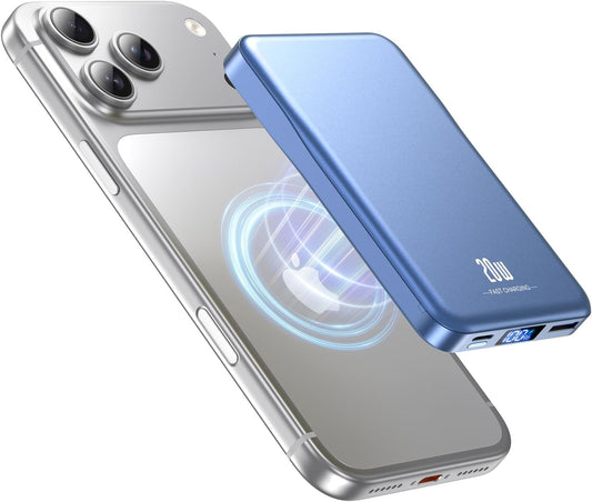 Magnetic Portable Charger, 10000mAh for Magsafe Battery Pack, 20W Fast Charging Power Bank, Travel Essential of Wireless Charger Compatible with iPhone 17/16/15/14/13 Pro/Max/Air/Plus-DarkBlue