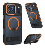 MAKAVO Magnetic for iPhone 17 Pro Case with Stand, Compatible with MagSafe, Slim Translucent Matte Military-Grade Drop Protection Phone Cover, Orange