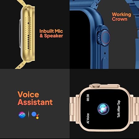 10 In 1 Series 8 Ultra 49 MM Smartwatch | 7 Premium Straps With Golden Color Metal Strap | Change Straps Every Day | FREE Earbuds.