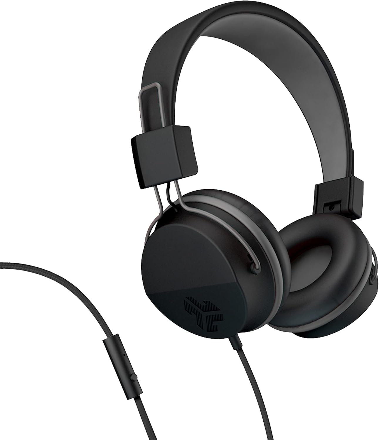 JLab Neon Folding On-Ear Headphones, Black, Wired Headphones, Tangle Free Cord, Noise Isolation, 40mm Neodymium Drivers, C3 Sound (Crystal Clear Clarity)