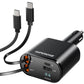 SUPERONE Retractable Car Charger for iPhone with Dual Type C Cables, 4 in 1 USB C Car Charger Adapter with 69W Fast Charging Compatible with iPhone 17 16 15 14 13 12 11 Pro/XS/XR/SE/iPad/Airpods