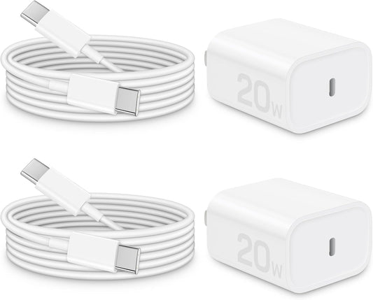 i Phone 17 16 15 Charger Fast Charging - 20W PD Fast Charger Block with 6Ft USB C Cable for i Phone 17/16/15 Series, i Pad Pro/Air/Mini, Galaxy S23, Pixel 8 & More (2-Pack)
