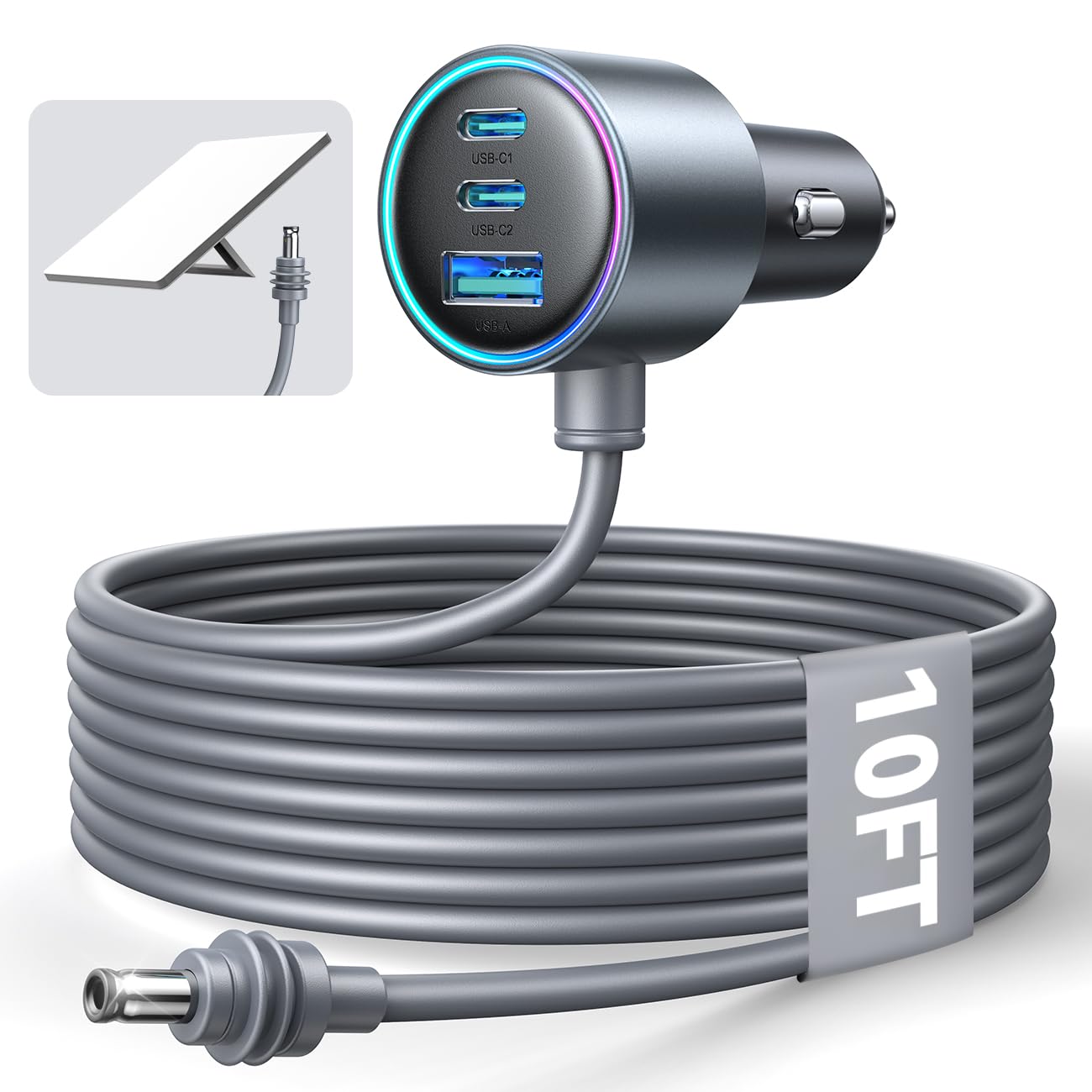 Starlink Mini Car Adapter, 10FT Starlink Mini Cable Car Charger, 12V-24V Cigarette Lighter Adapter [Stable Power Chip & 18AWG Waterproof Cable] Dual PD 45W + USB A 30W Ports for Cars, Trucks, RVs