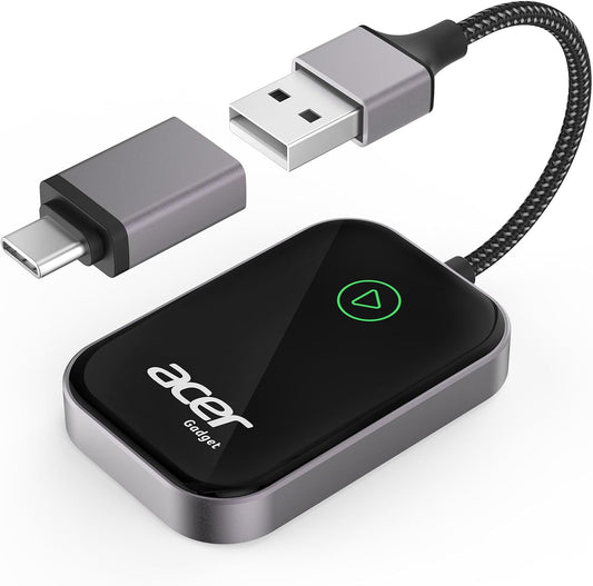 Acer Gadget CarPlay Wireless Adapter for Apple — iPhone Wireless Apple CarPlay Wireless Adapter Upgrade Wired CarPlay to Wireless for Seamless Music Navigation Calls and Messages