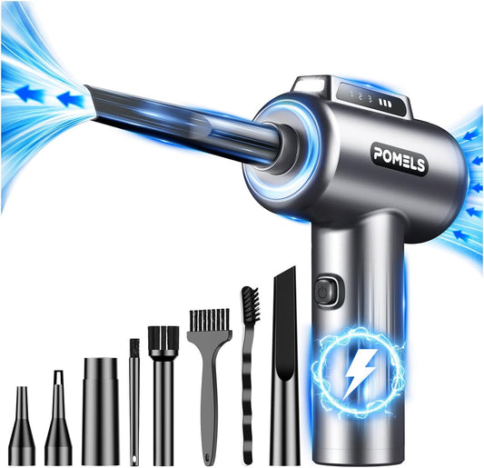 Compressed Air Duster, 110000RPM Ultra-Powerful Electric Air Duster with LED Light, 3-Speed Adjustable, Rechargeable Cordless Mini Blower for Computer, Keyboard, Car, PS5, Outdoor & Home Cleaning