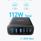 Anker Desktop Charger, Fast Charging USB C Charger, 112W Max 6-Port Charging Station, for iPhone 17, iPad, MacBook, Samsung and More (Cable Not Included)