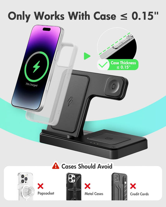 3-in-1 Wireless Charging Station for Apple – iPhone, Apple Watch & AirPods Charger Stand