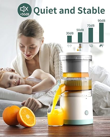 Automatic Citrus Fruit Juicer Electrical Orange Juicer Squeezer Electric Lemon Juicer Rechargeable and Portable Kitchen Juicer Machines for Orange Grapefruit