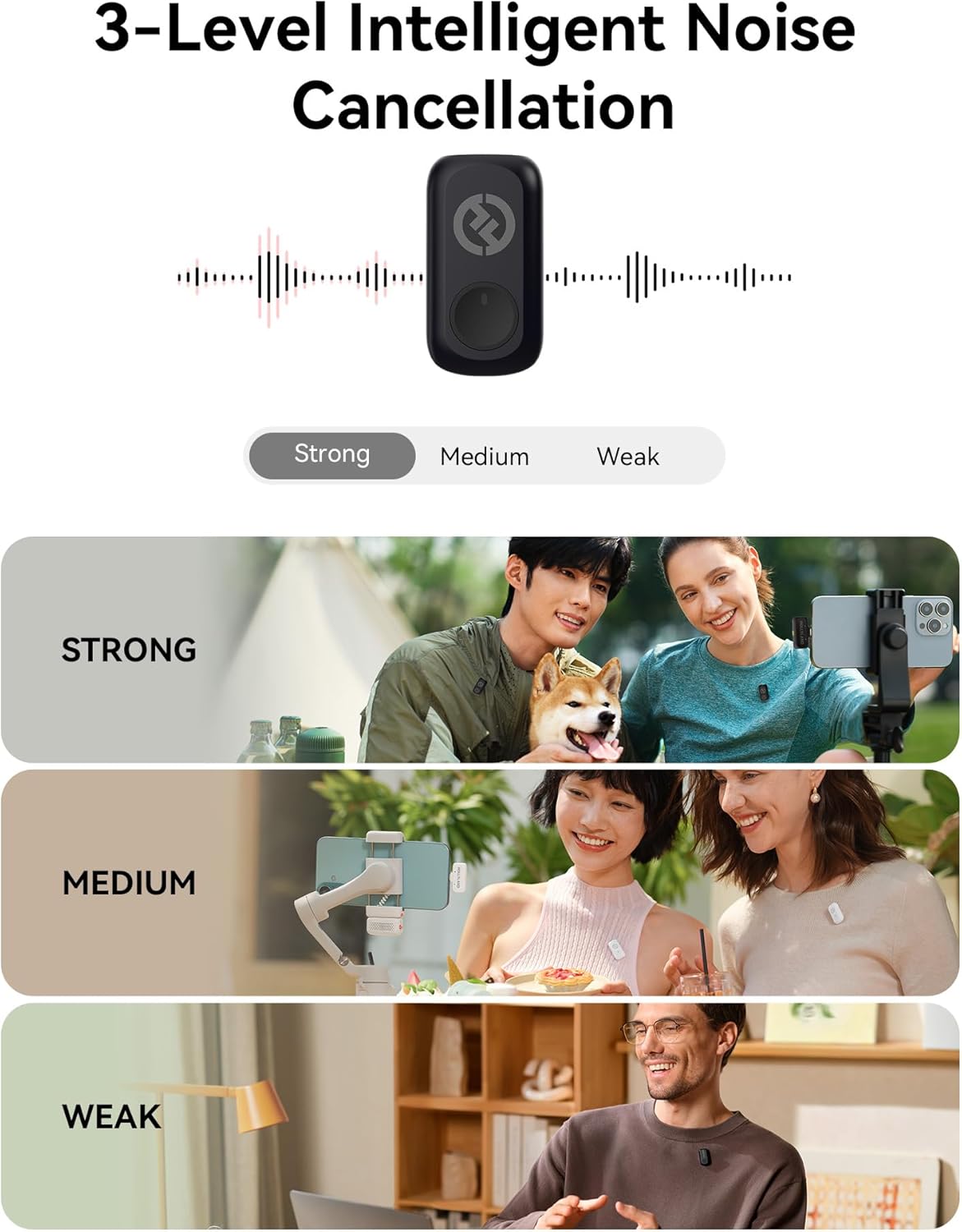 Hollyland Lark A1 Wireless Microphone for iPhone 17/16/15 & Android, 48kHz/24-bit, 3-Level Intelligent Noise Cancel, Magnetic Mini Mic for YouTube, Podcast, Vlogging (Black, 2TX + USB-C RX)