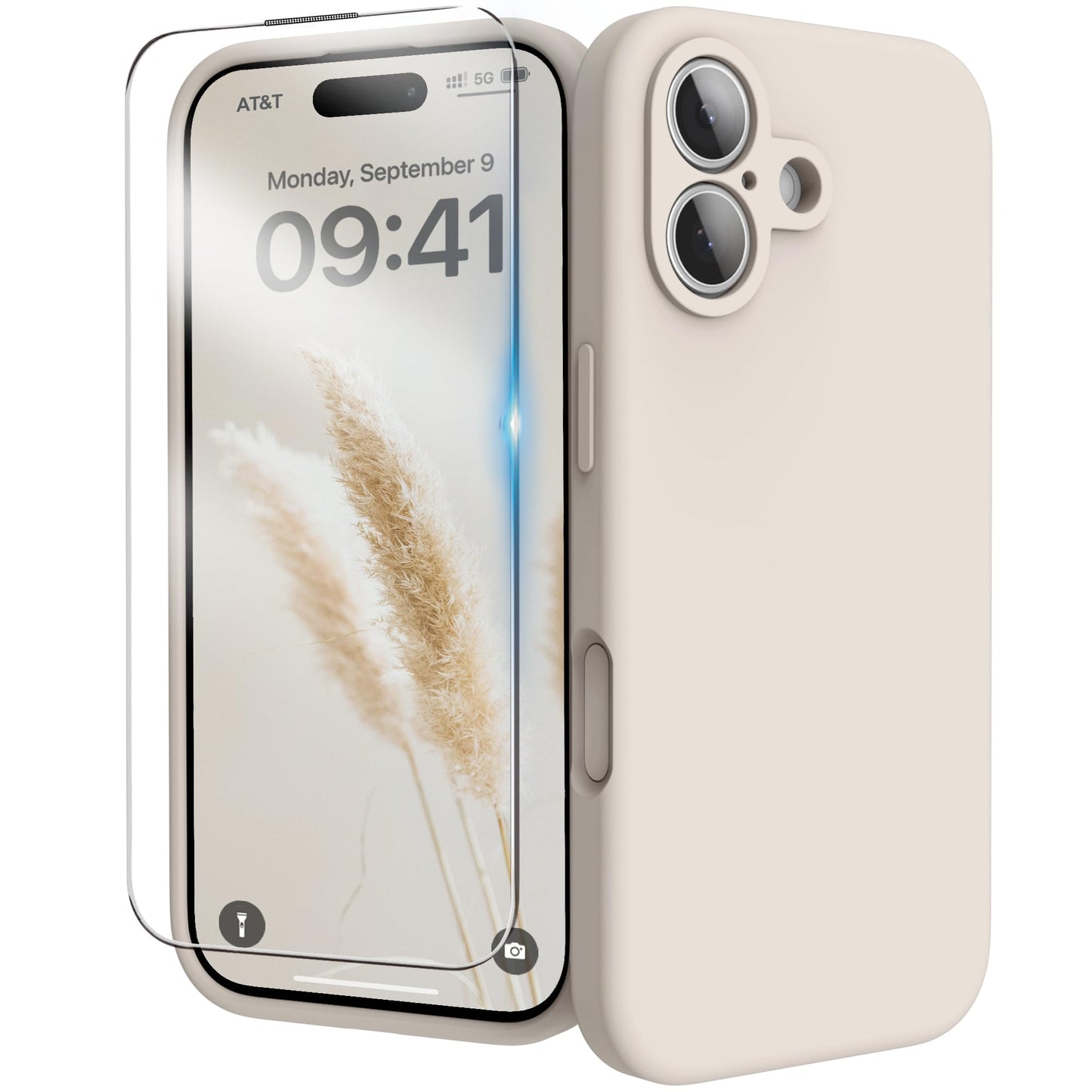 for iPhone 17 Case, Liquid Silicone Cover with Camera Protection Anti-Scratch Soft Microfiber Lining Shockproof Protective Phone Case for iPhone 17 6.3", Stone