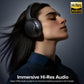 Hybrid Active Noise Cancelling Headphones Wireless, 120Hrs Playtime, 6 ENC Clear Mic, Over Ear Bluetooth Headphones with Hi-Res Audio Comfort Earcup Foldable ANC Headphone for Travel Game Home Office