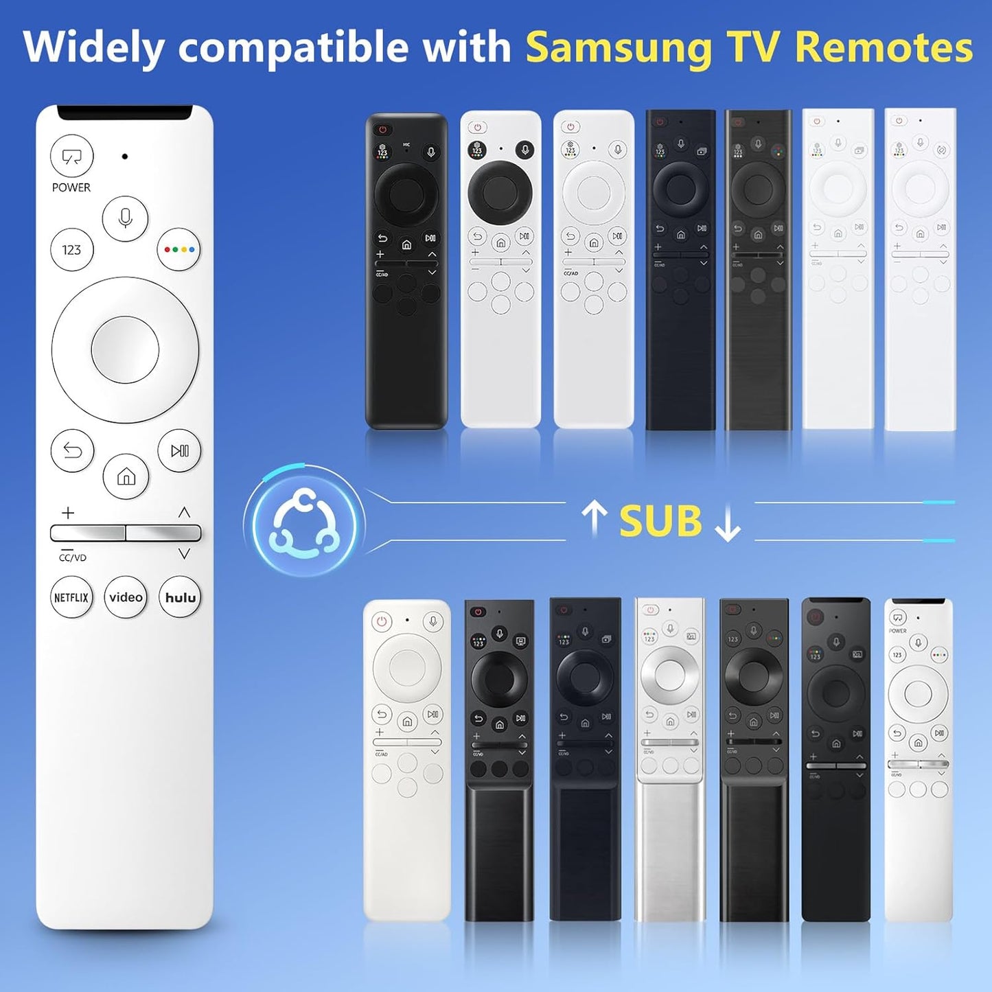 Voice Remote for Samsung-Smart-TV-Remote-Control-Replacement, Universal for Samsung Frame Crystal QLED OLED UHD 4K 8K Voice Smart TV