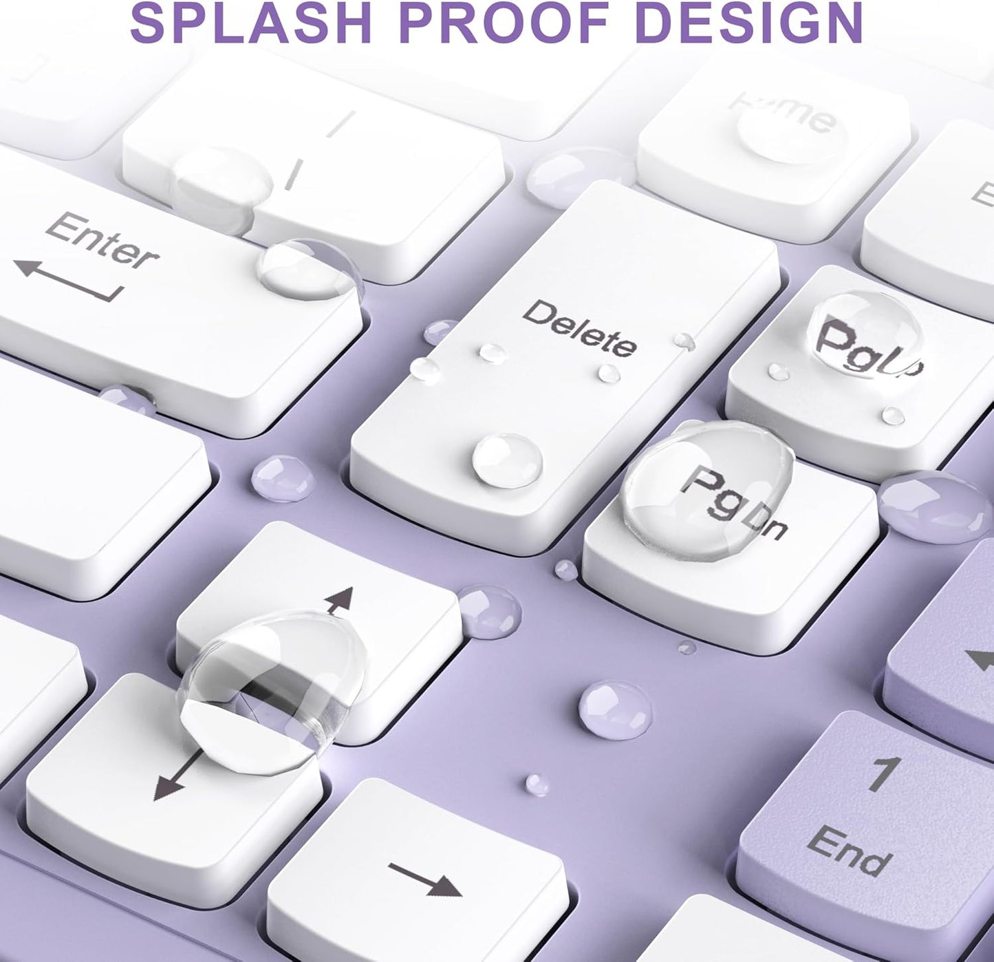 Wireless Keyboard and Mouse Combo, Full-Sized Wireless Keyboard and Adjustable DPI Mouse, 2.4GHz USB Receiver, Silent Keyboard and Mouse for PC, Windows, MAC, Desktop, Laptop(Purple)