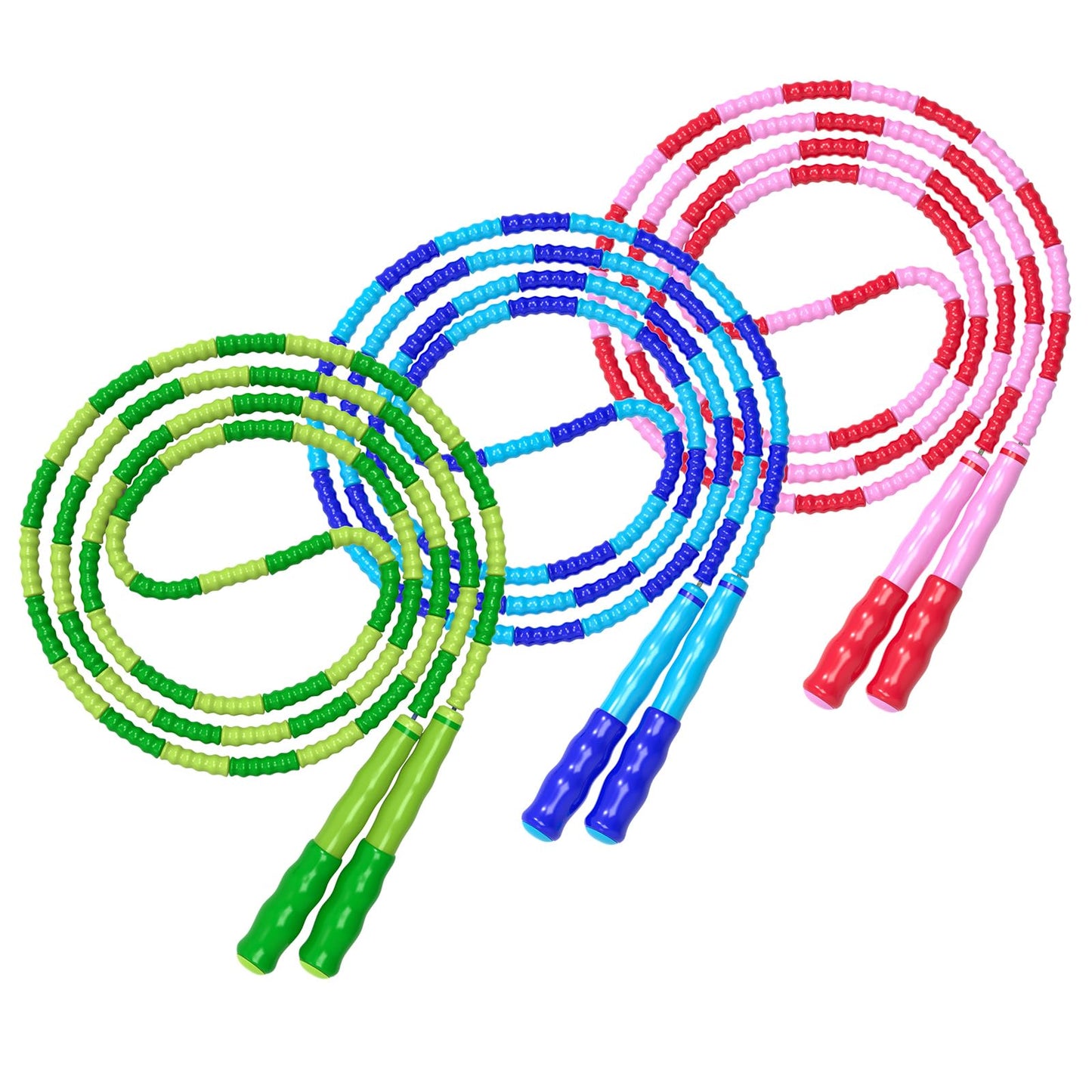 Leeboom Jump Rope, Adjustable Length Tangle-Free Segmented Soft Beaded Skipping Rope, Fitness Jump Rope for Kids, Man, and Women Weight Loss 9.2 Feet